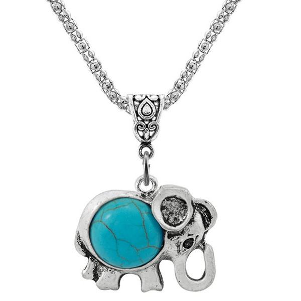 European And American Diamond Turquoise Necklace