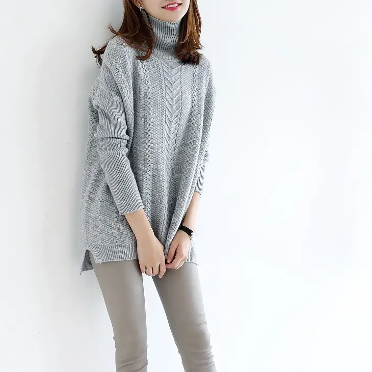 Lazy Style Cardigan WomenIs High Neck Twist Thick Sweater