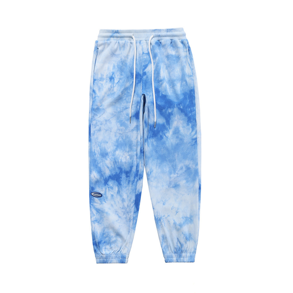 Corduroy Tie-Dye Beam Pants Men's Ins European And American Fashion Brand Elastic Waist Casual Pants Street Trend Loose Trousers