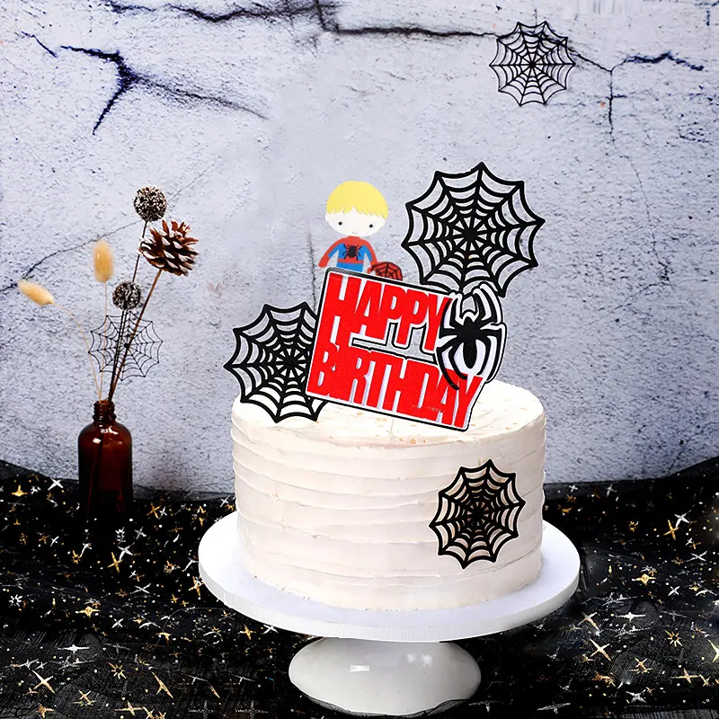 Cake Decoration Spider Web Plugin Children's Birthday Insert Card