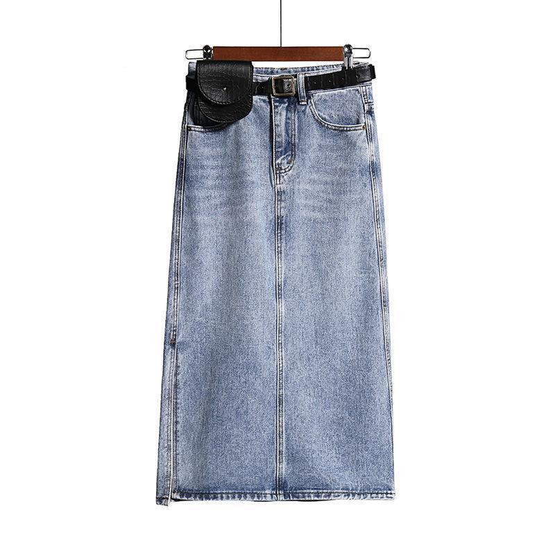 Skirt High Waist Slimming Loose Hem Slit A-Line Skirt Female Spring And Autumn Korean Denim Skirt