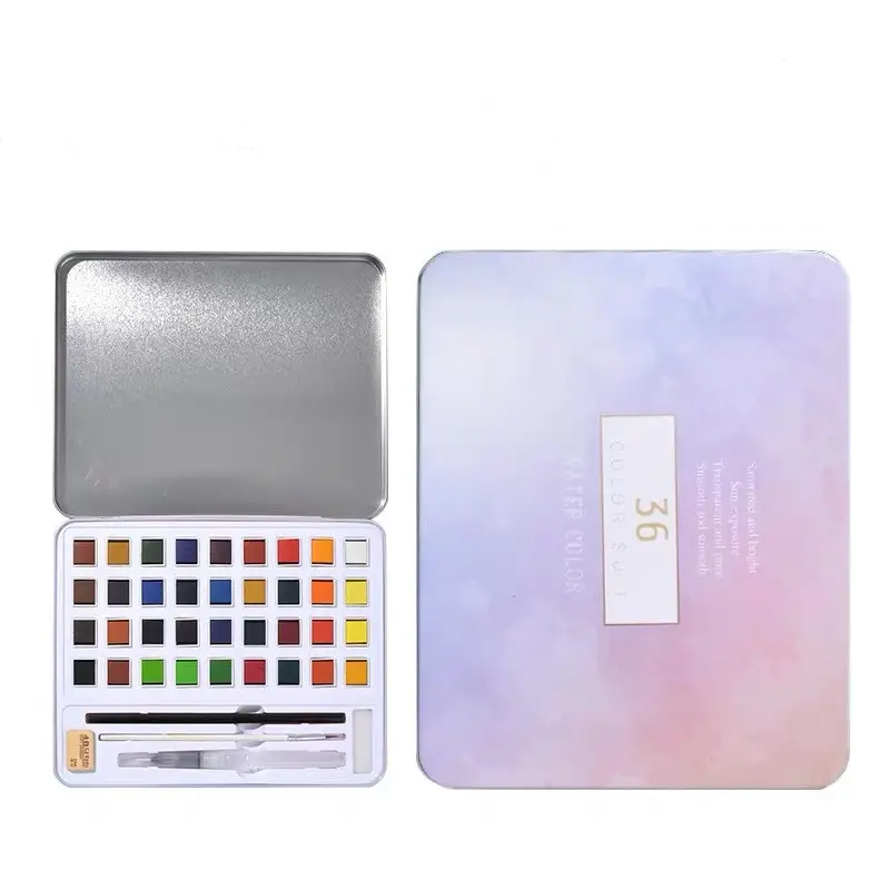 Pearlescent Solid Watercolor Paint Set Painting Portable