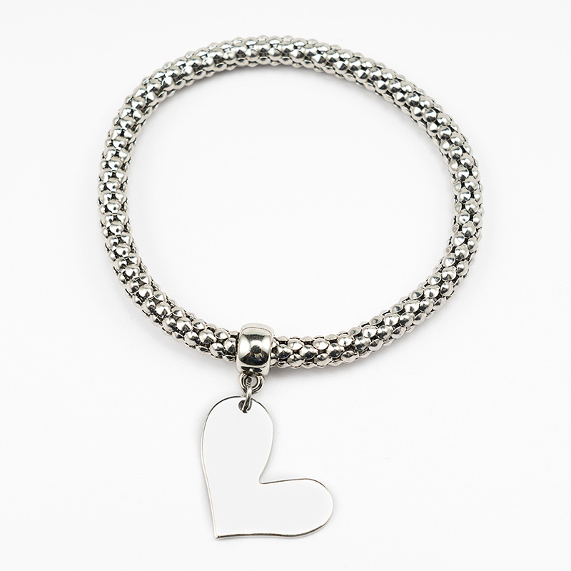 Tree of Life Peach Heart Hollow Diamond Pendant Popcorn Tricolor Bracelet