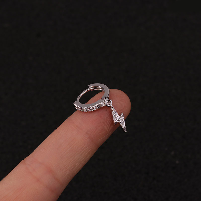 Inlaid Zircon Lightning Earrings Creative Piercing Earrings