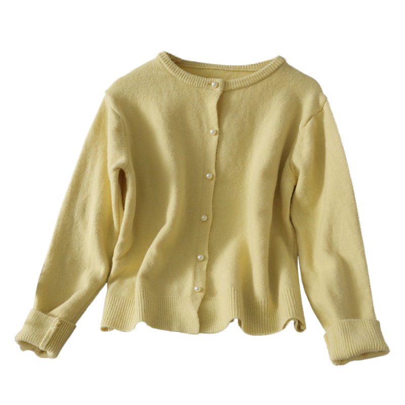 Title 8, Maglione girocollo monopetto con perle stile dolce