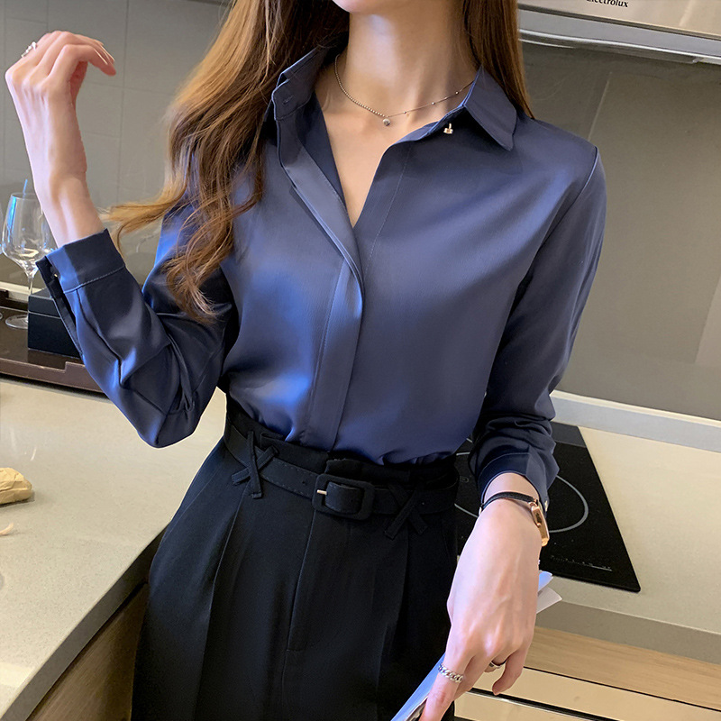Simple Commuter Chiffon Long-sleeved Shirt