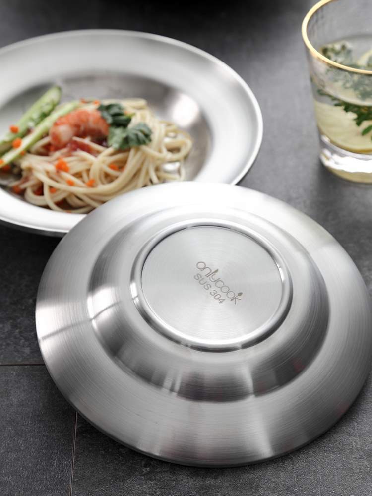 Stainless Steel Plate Household Round Dinner Plate Dinner Plate