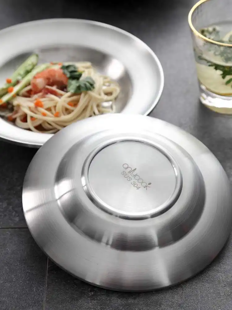 Stainless Steel Plate Household Round Dinner Plate Dinner Plate