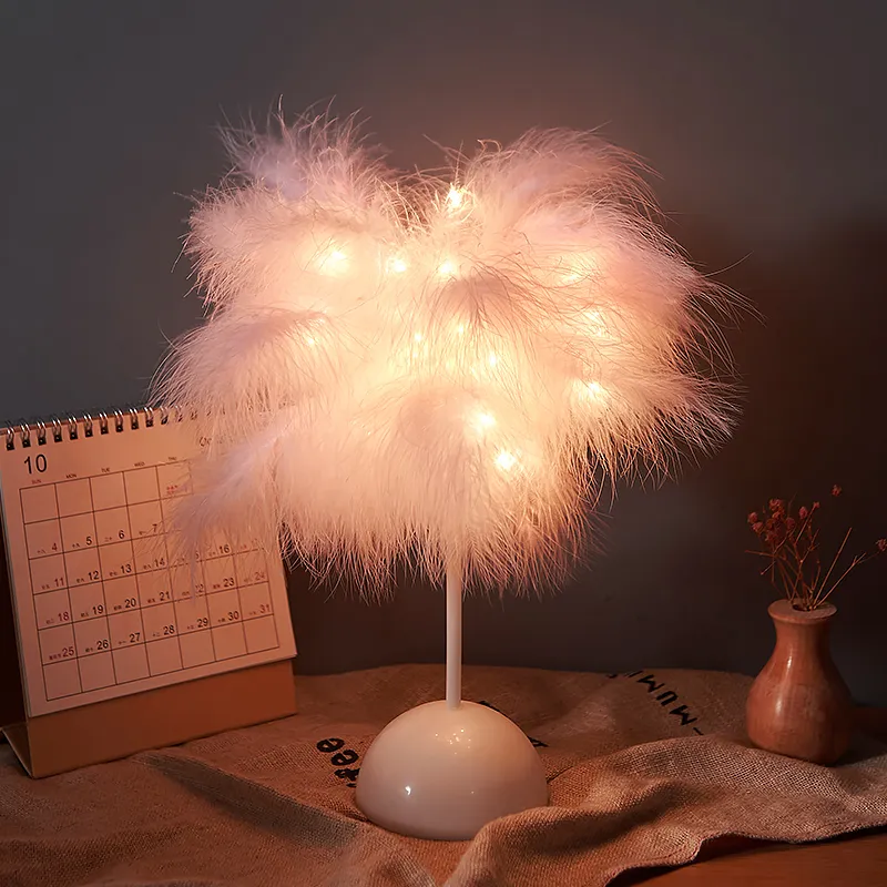 Feather Lamp Nordic Desk Lamp European-Style Bedroom Bedside Feather Table Lamp Night Light Table Lamp Decoration Modern – image 6