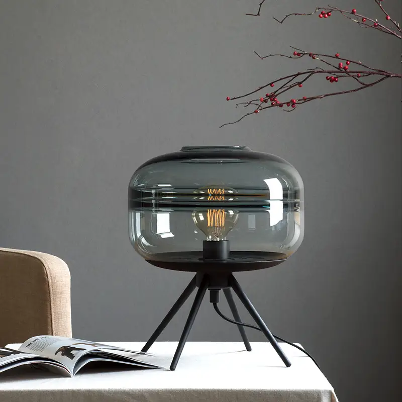 Hand-blown Art Lamps Creative Glass Lampshade Transparent Bedroom Bedside Table Lamp