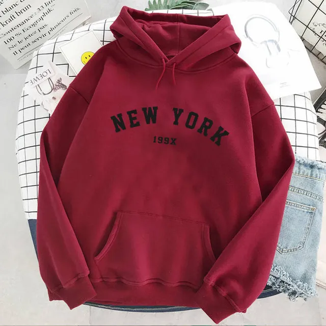 NEW Colors Sweatshirts Velvet Winter Women's NEW YORK Xxxl Crimson - Shop at LoveMi