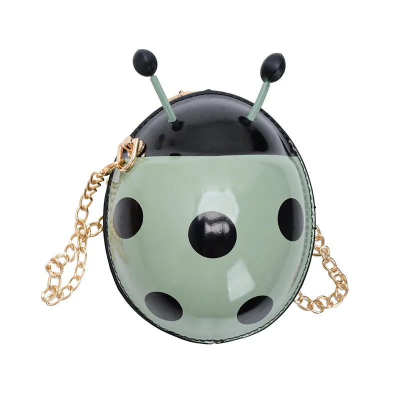 Bag Little Girl Fashion Messenger Bag New Personality Design Seven Star Ladybug Cartoon Chain Small Round Bag PU - Green