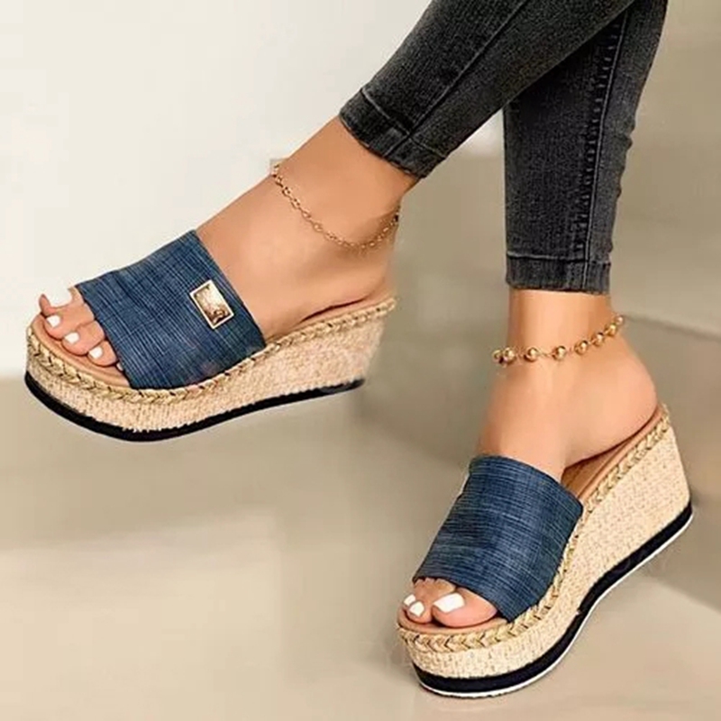 Oversized Slippers Muffin Thick Soled Women's Sandals Blue - Shop at LoveMi