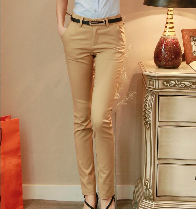 Donne Pantaloni Della Matita Autunno Delle Signore A Vita Alta Ufficio Pantaloni Casual Femminile Sottile Aderente Pantaloni Elastico Pantalones Mujer Khaki - Shop at LoveMi