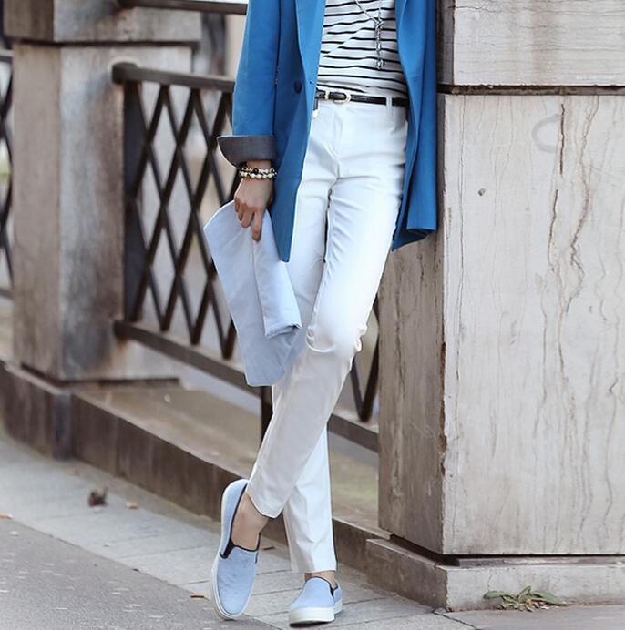 Donne Pantaloni Della Matita Autunno Delle Signore A Vita Alta Ufficio Pantaloni Casual Femminile Sottile Aderente Pantaloni Elastico Pantalones Mujer White - Shop at LoveMi