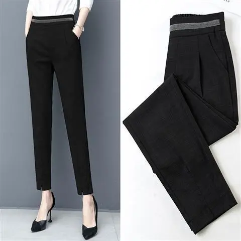 Women's Slim Casual Thin Suit Feet Pants Black - Shop at LoveMi