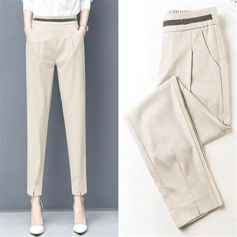 Women's Slim Casual Thin Suit Feet Pants Apricot - Shop at LoveMi