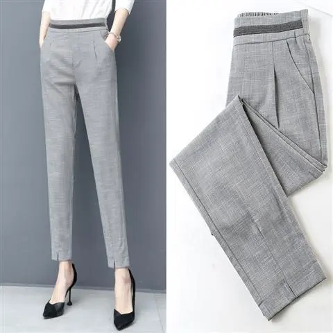 Women's Slim Casual Thin Suit Feet Pants Grey - Shop at LoveMi