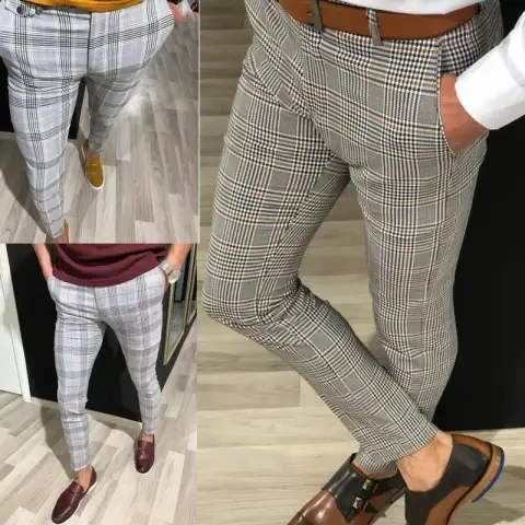 Plaid Pants Summer Nine-point Trousers for Men
