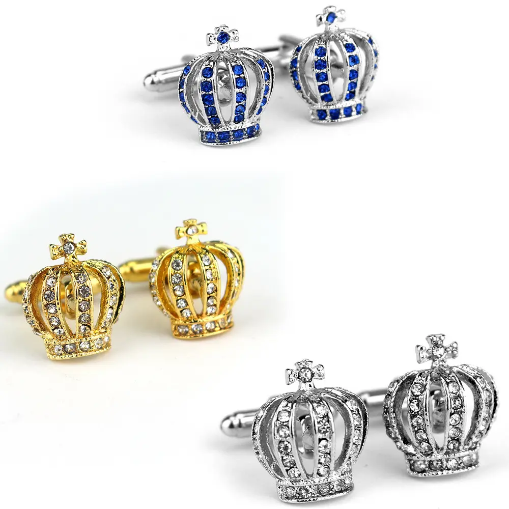 Classic Diamond Crown Shape Cufflinks French