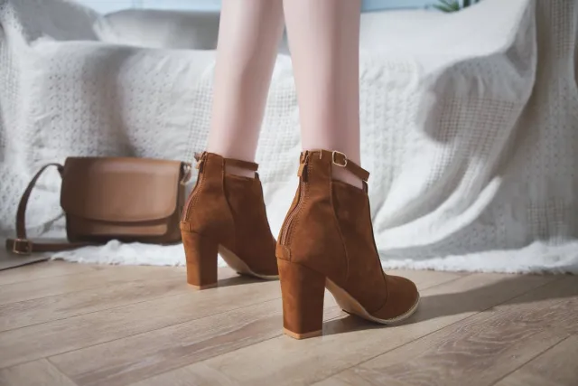 High heeled Martin Boots For Women Brown - Shop at LoveMi