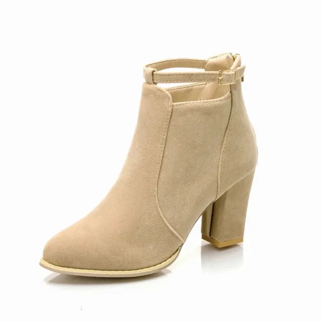 High heeled Martin Boots For Women Apricot - Shop at LoveMi