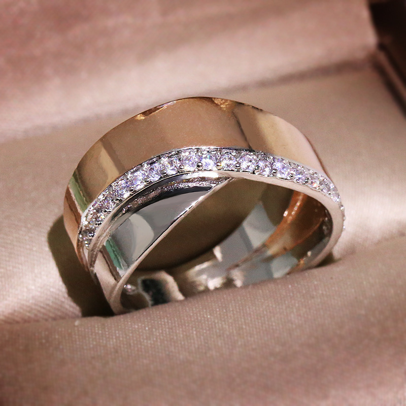 Rose Gold Two-Tone Ring With White Diamonds