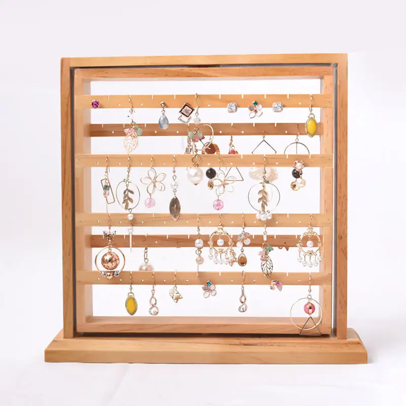 Rotating Solid Wood Earring Rack, Log Jewelry Rack, Ear Thread, Ear Stud Necklace