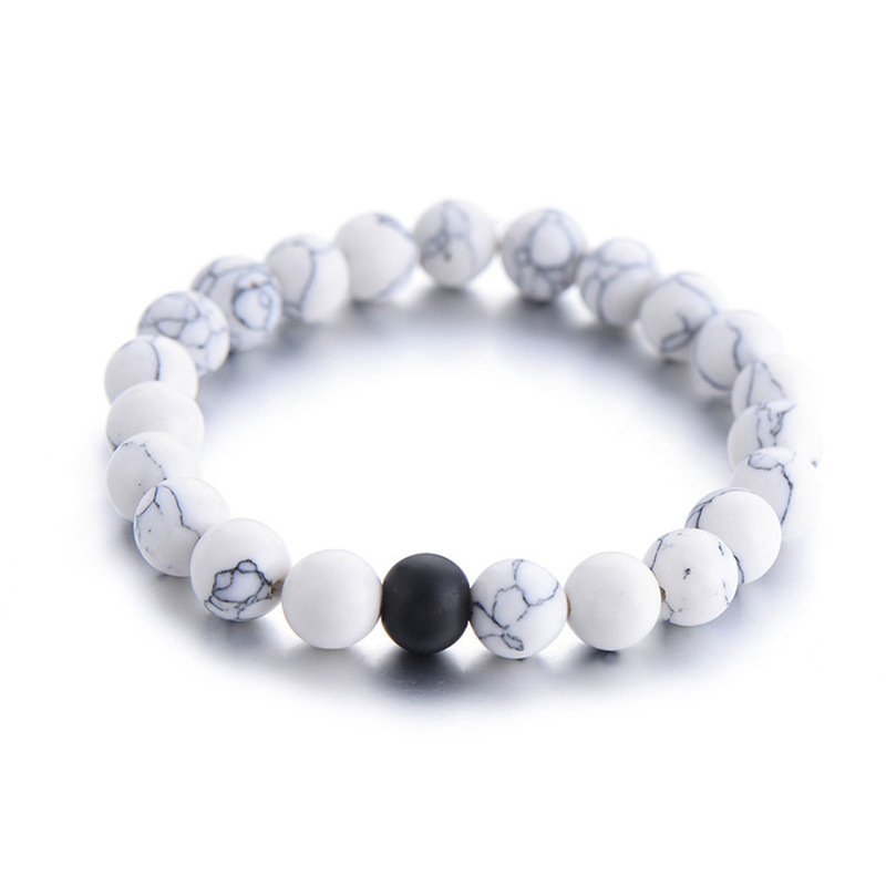8Mm Natural Black Agate Attraction Magnet White Turquoise Gravity Couple Bracelet