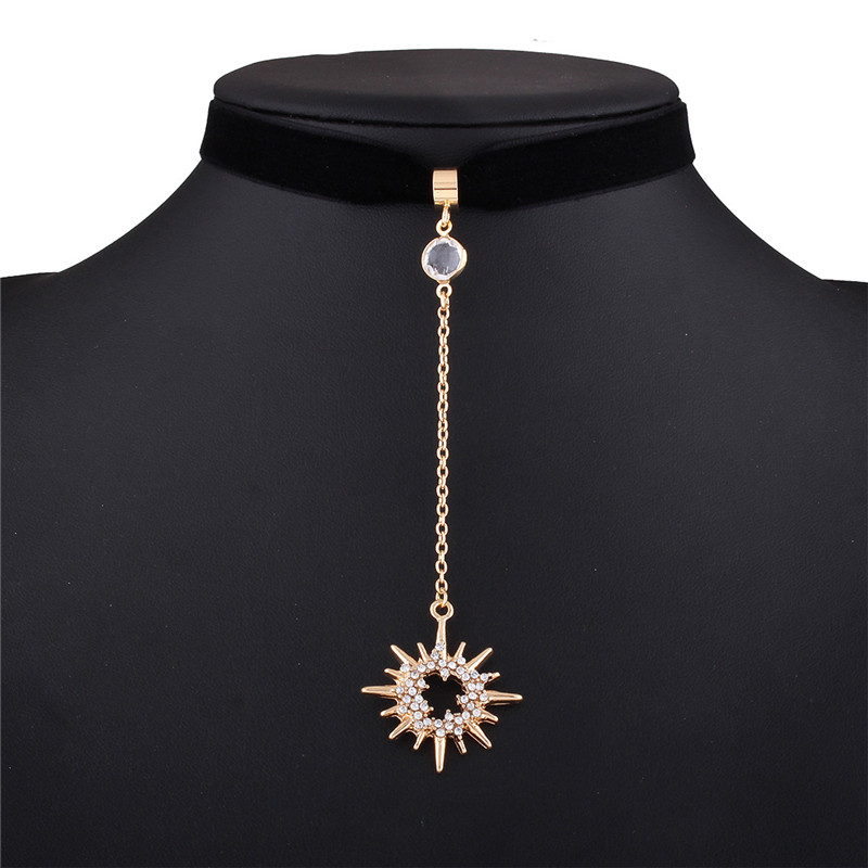 Diamond-studded Exaggerated Necklace Personality Sun And Moon Collar