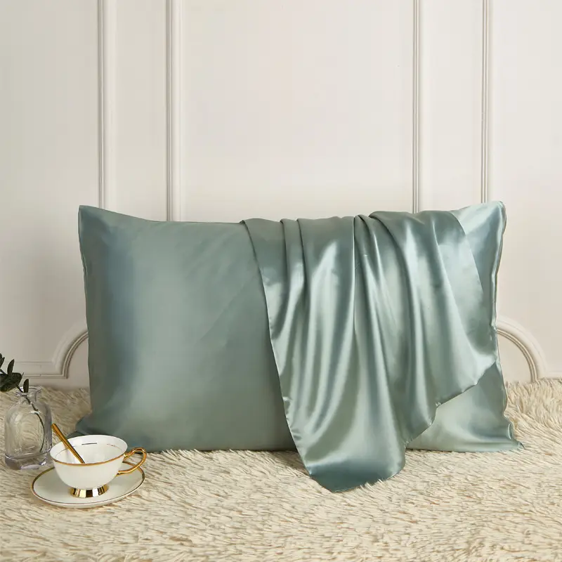 Silk Pillowcase Pure Color Silk Pillow Single Plain Color Pillow