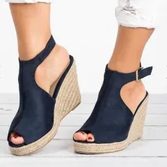 Women's Sandals Platform Wedge Heel Fish Mouth Sandals - Blue - View 1