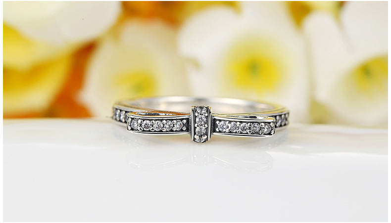 S925 Sterling Silver Ring Zircon Princess Bow Diamond Ring