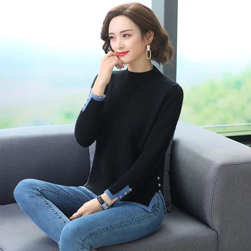 Women's Padded Inner Half High Neck Bottoming Shirt