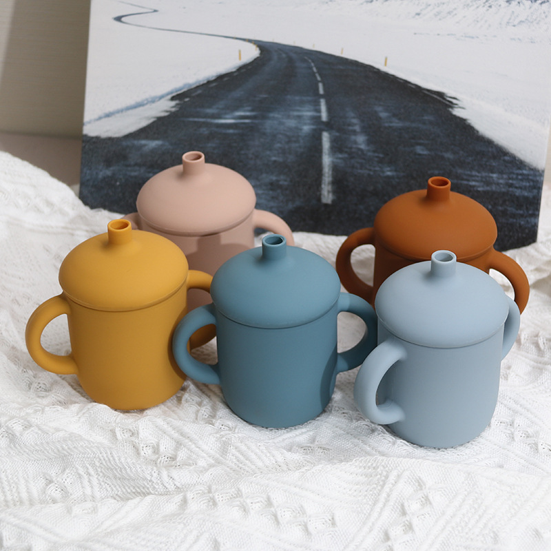 Children's Silicone Straw Anti-leakage Cup Baby Training Straw Cup