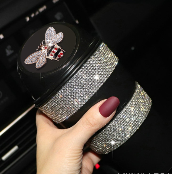 Car Trash Can Creative Swan Diamond Car Multi-function Storage Bucket Car Door Slot Water Cup Storage Bucket — foto 4