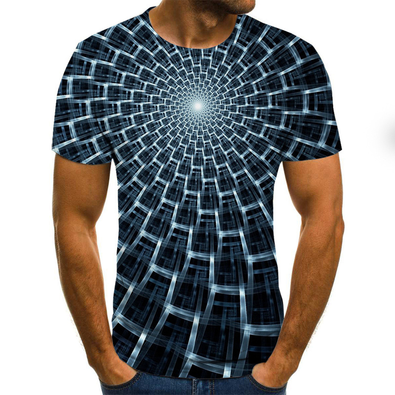 New 3D Men's Fashion Sports Color Swirl Short Sleeve T Shirt