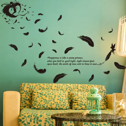 Wall Stickers Wallpaper Feather Angel Three Generations Removable Bedroom