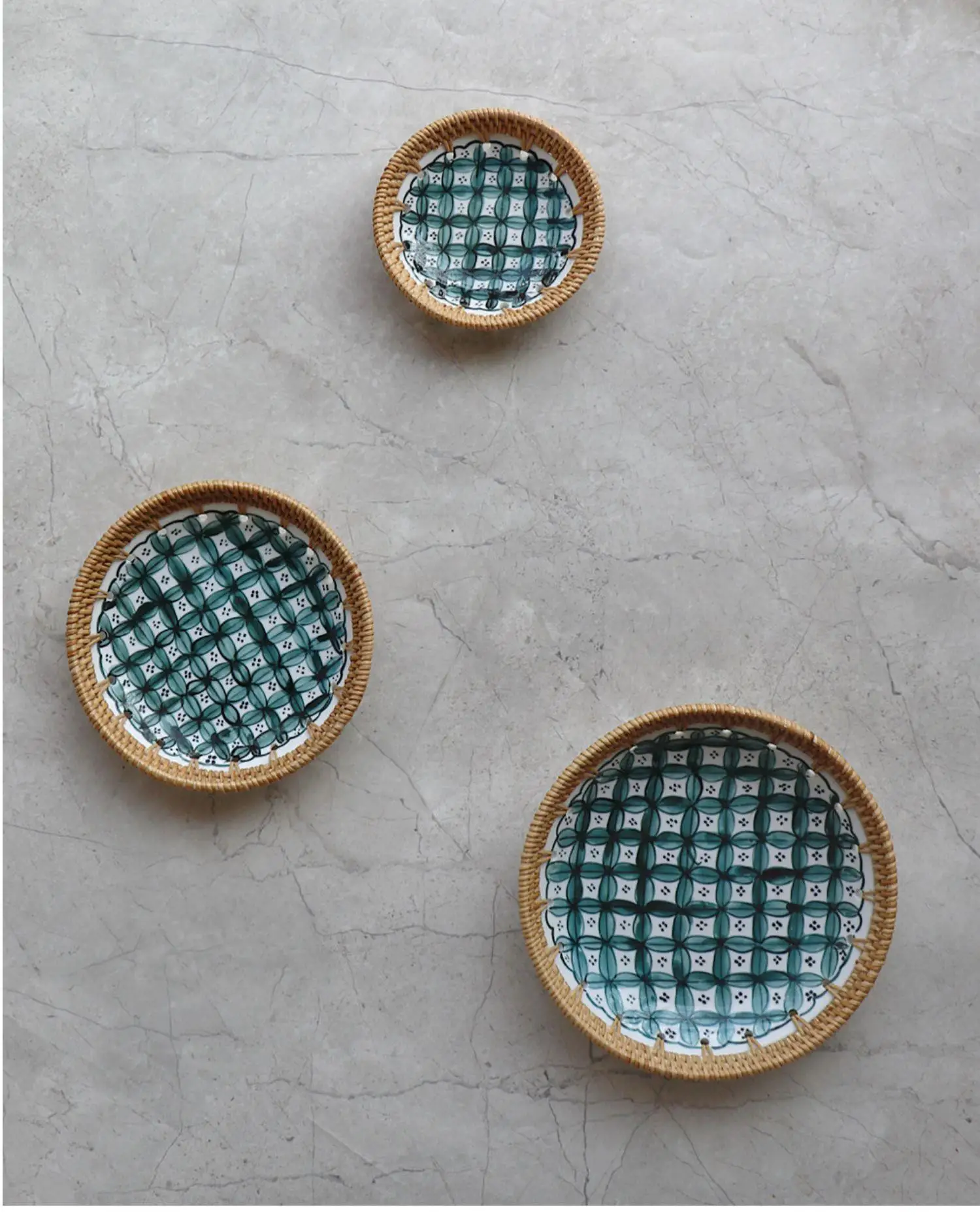 VietRattan Woven Rattan Porcelain Combination Storage Rray