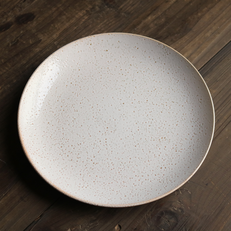 Ceramic Retro Ins Weathered Effect Pitted 8-inch Plate Japanese-style Plate, Flat Plate