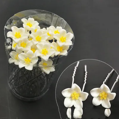 Bridal Plate Hair Fork U Shaped Clip Diamond And Flower Hair Clip A6 - Shop at LoveMi