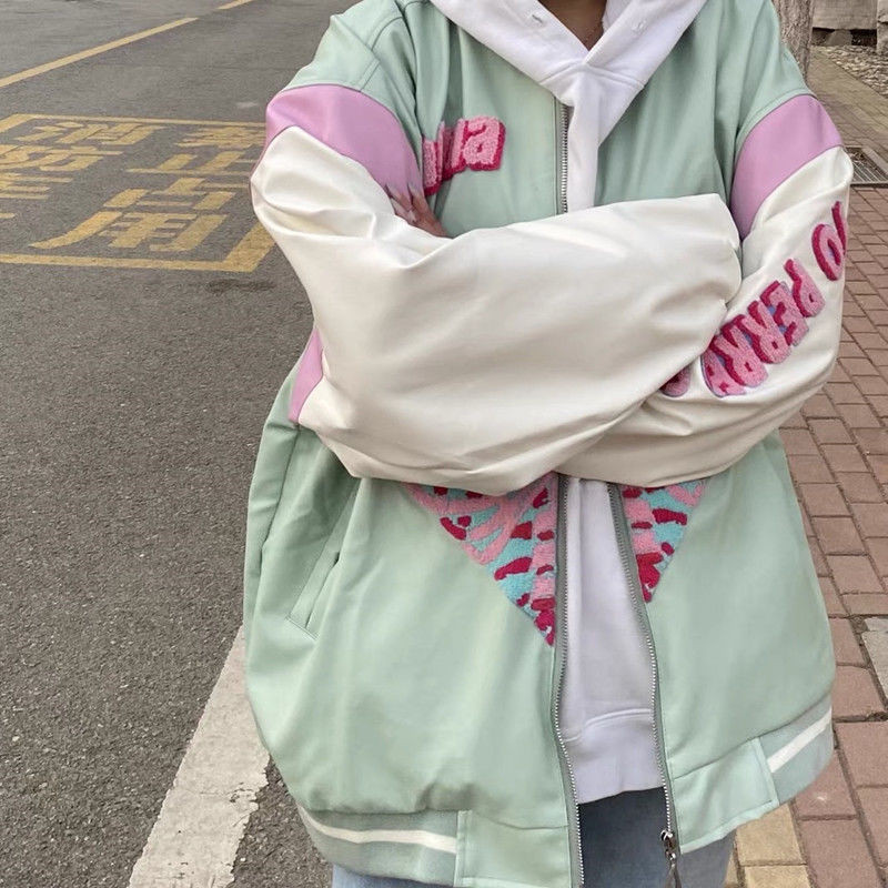 Embroidered Baseball Uniform Women Loose Korean Style Japanese Jacket