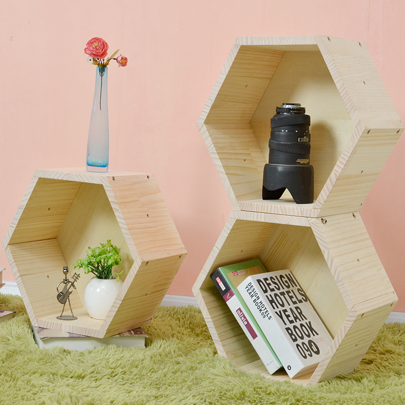 Hexagonal Wooden Wall Shelf, picture 3 of 3