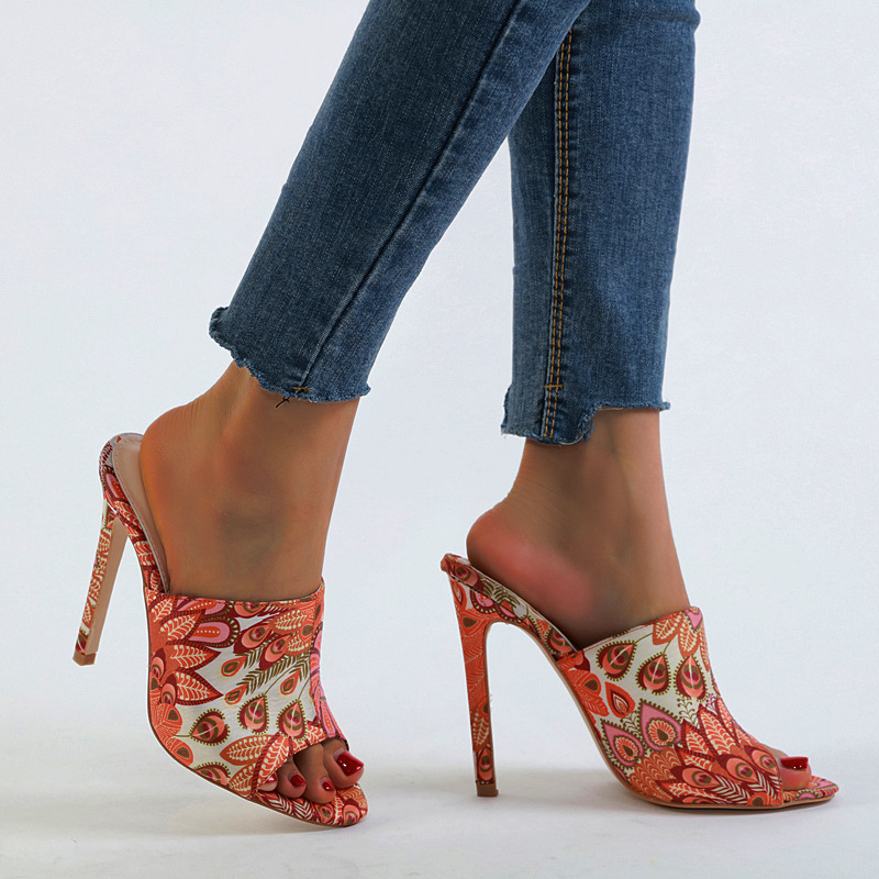 Colorful Sandals Women's Stiletto High Heels Back Open Toe Women's Shoes