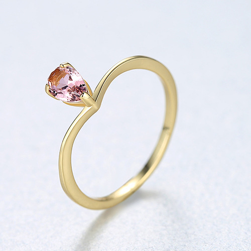 S925 Sterling Silver Ring Japan And South Korea Simple Pink Two-Color Treasure Ring