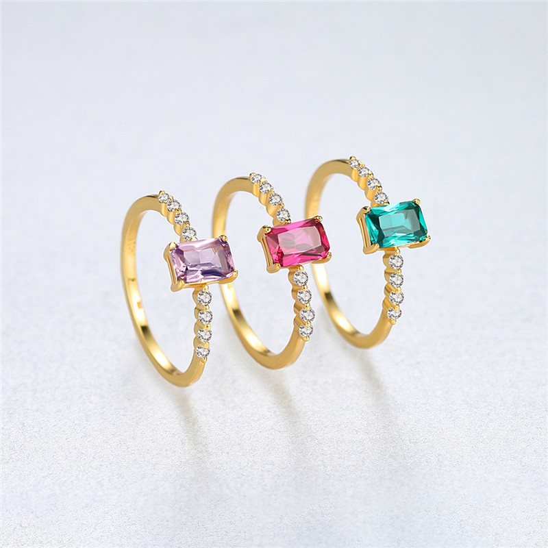S925 Silver Inlaid Colored Zircon Women's Ring
