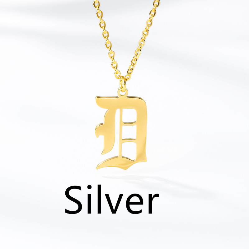 Ancient English Alphabet Initials Necklace Stainless Steel Necklace