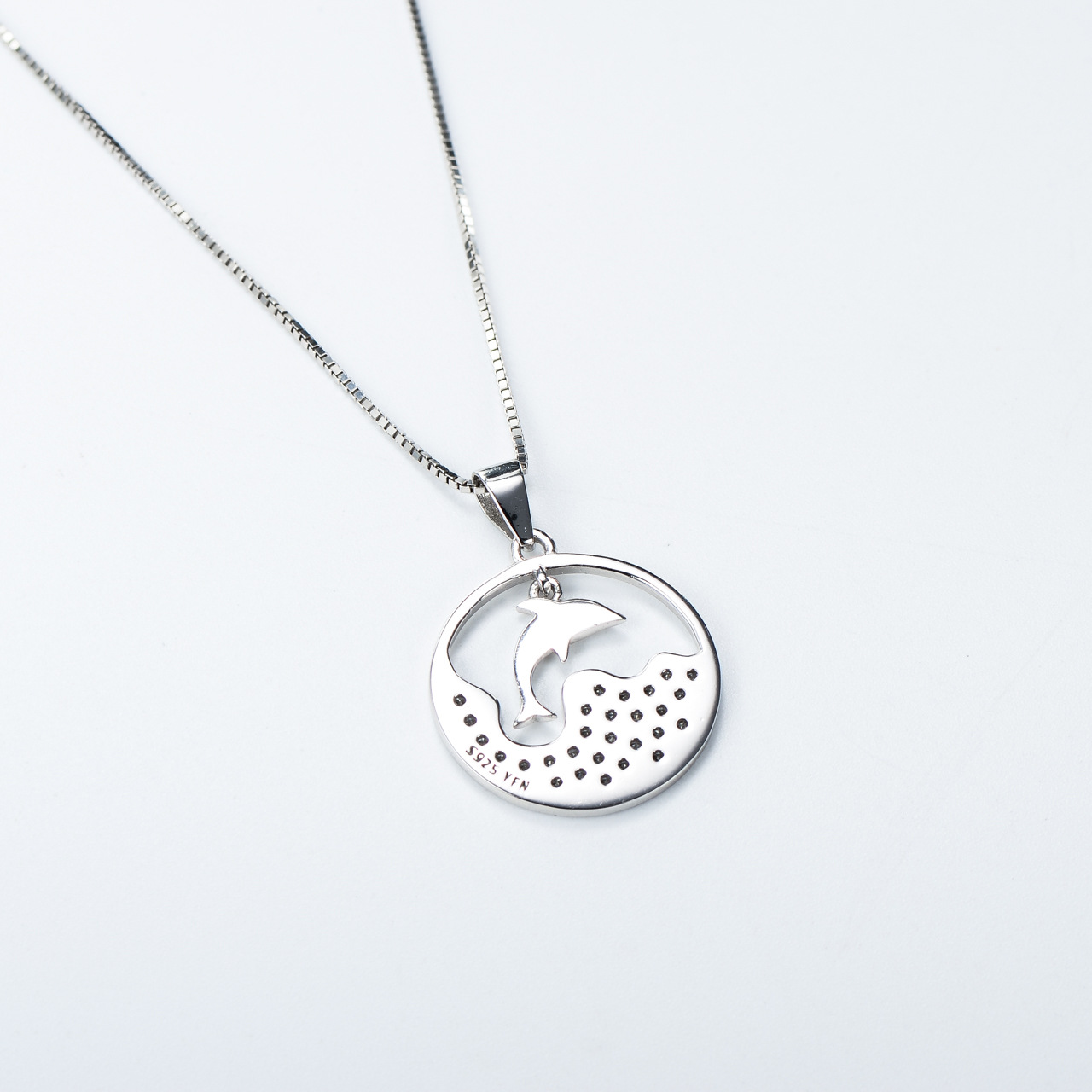 S925 Sterling Silver Creative 18k Gold-Plated Jewelry Dolphin Pendant Exquisite Sea Diamond Necklace Cross-Border Explosion