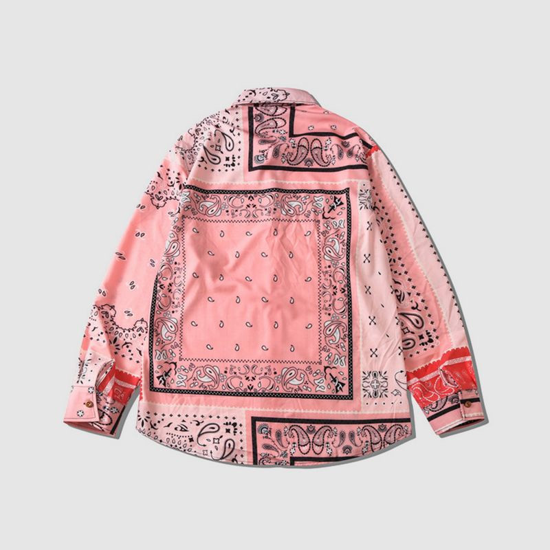 Spring American Cashew Flower Long sleeved Shirt Men