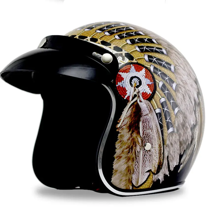 Personality Pattern Half Helmet Retro Battery Electric Car Men